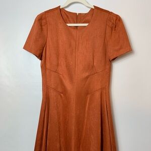 Calvin Klein Rust Orange Faux Suede Midi Dress Sz 14